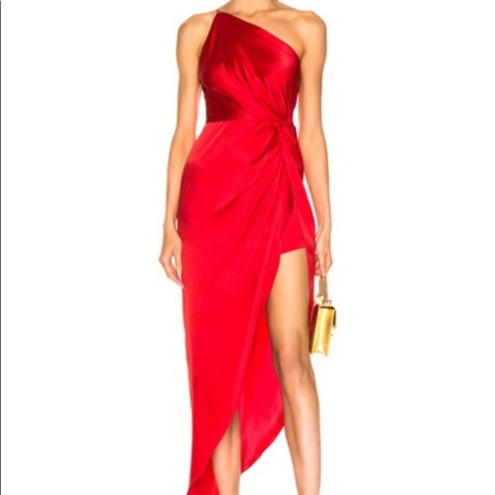 Michelle Mason Red Silk Tie Dress Size 4 NWT